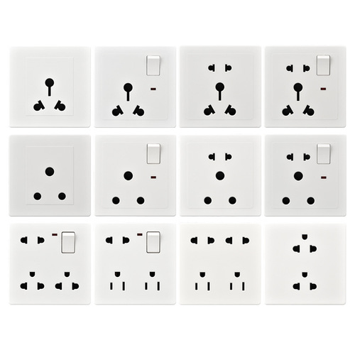 Foreign trade socket, large round European-style socket, 86-type flush-mounted Thai standard and US standard three-hole and five-hole with switch panel, dual USB