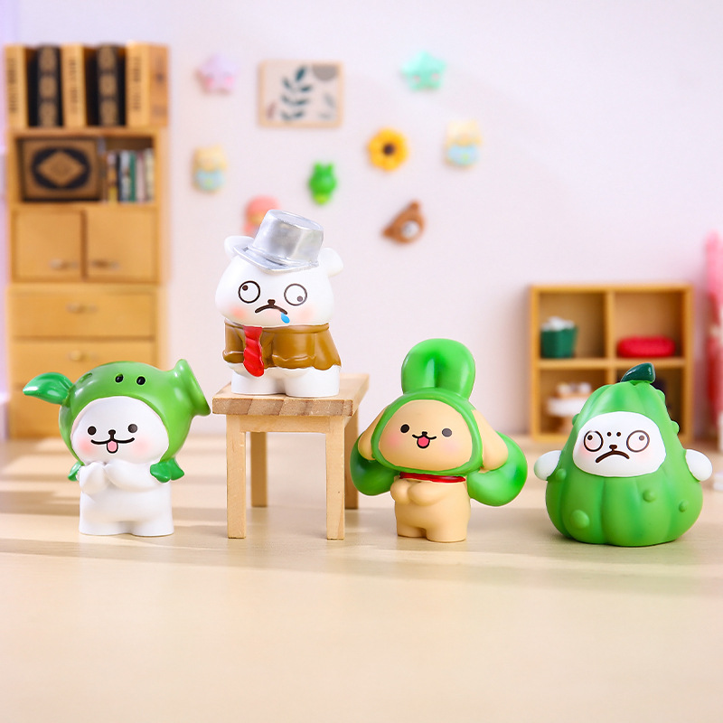 크리에이티브 화이트 강아지-식물 전쟁 좀비 블라인드 박스 게임 주변기기 데스크탑 인형 장식품 도매