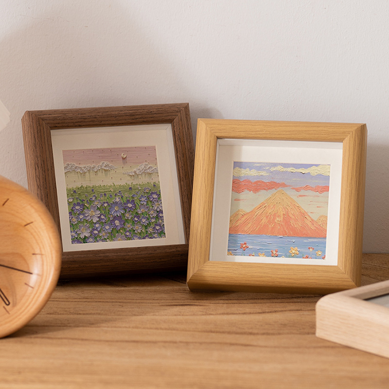 Small fresh hollow oil painting stick small photo frame set table 10*10 square 4 inch picture frame children's paintings mounted Small fresh hollow oil painting stick small photo frame set table 10*10 square 4 inch picture frame children's paintings mounted