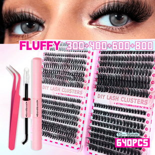 Amazon 30P40P32 Row False Eyelash Glue suit 60 P80P Hair Thick Segmented European and American Cross-border in stock