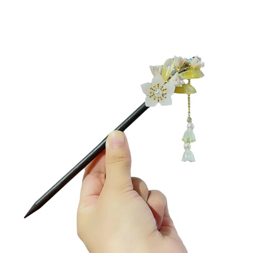 Ancient style hairpin with tassels, rocking wooden hairpin, imitation ebony wood decoration, hairpin, Hanfu ear accessories, ancient hairpin hairpin