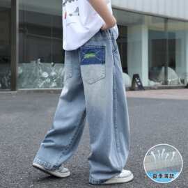 儿童装男童夏装薄款裤子2026新款夏季中大童天丝牛仔裤夏款直筒裤