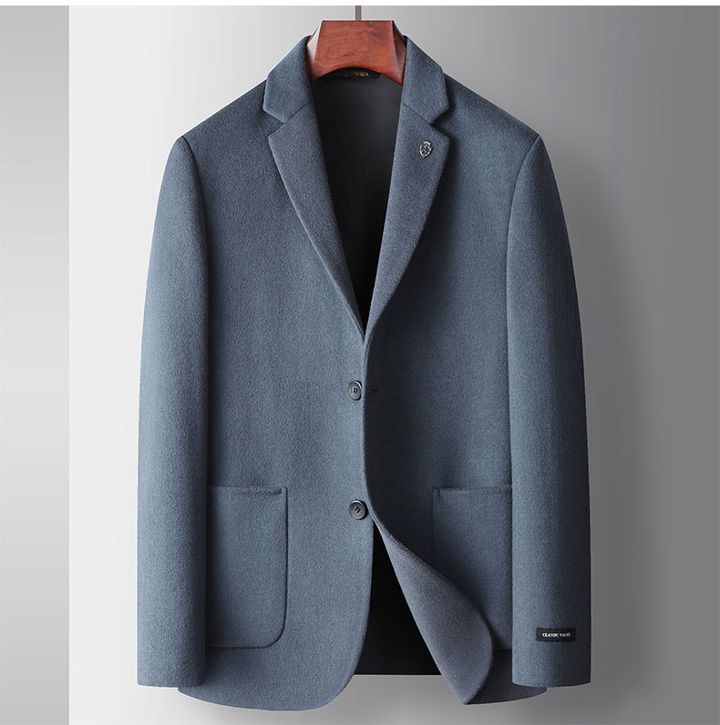 Miesten vaatteet Miesten syksy- ja talvipuku, käsintehty kaksipuolinen villainen länsimaisten ihmisten yksivärinen yritysvillapuku, takki_voghion.com