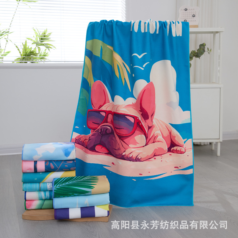 沙滩巾超细纤维游泳跨境卡通印花毛巾运动便携吸水速干大浴巾