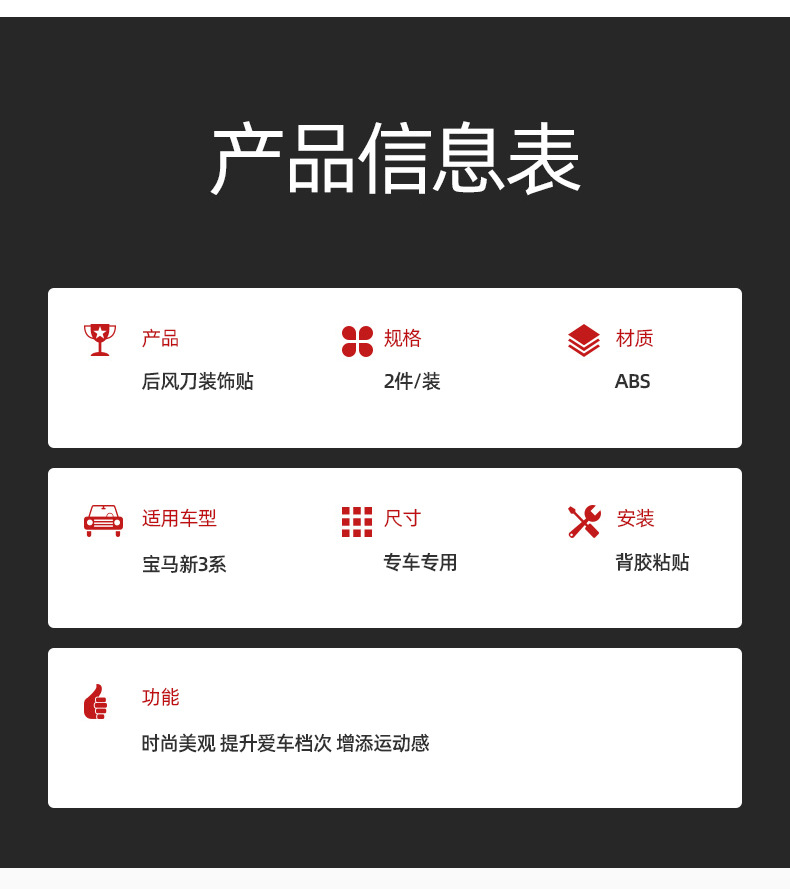 Applicable to BMW's new 3 Series 320li/325li rear air Knife Body decoration paste appearance modification M sports kit