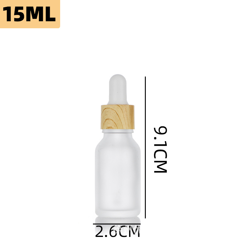 Botella de esencia a prueba de luz con tapa de imitación madera, botella de aceite esencial, botella cuentagotas de vidrio de 5-100 ml, botella para productos de cuidado de la piel, cosméticos