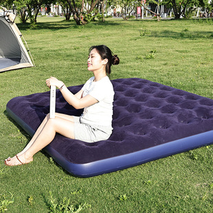 Inflatable Mattress Single and Double Floor Mats Thickened Outdoor Inflatable Bed Camping Air Mattress Flocking Bed Lazy Floor Mat