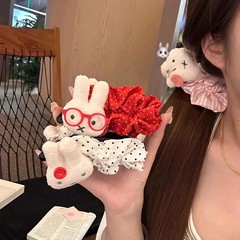可爱兔子蝴蝶结波点褶皱发夹女后脑勺盘发扭扭夹2025新款发卡头饰