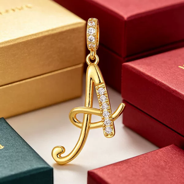 Cross-Border Hot-Selling Design Pendant with Diamond-Encrusted Floral Letters, Simple and Versatile Necklace, Tk Live Broadcast Popular Jewelry