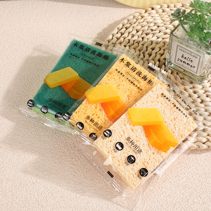 Wood pulp cotton kitchen dishwashing sponge thickened dish towel cleaning wipe scouring pad wood pulp dishwashing towel