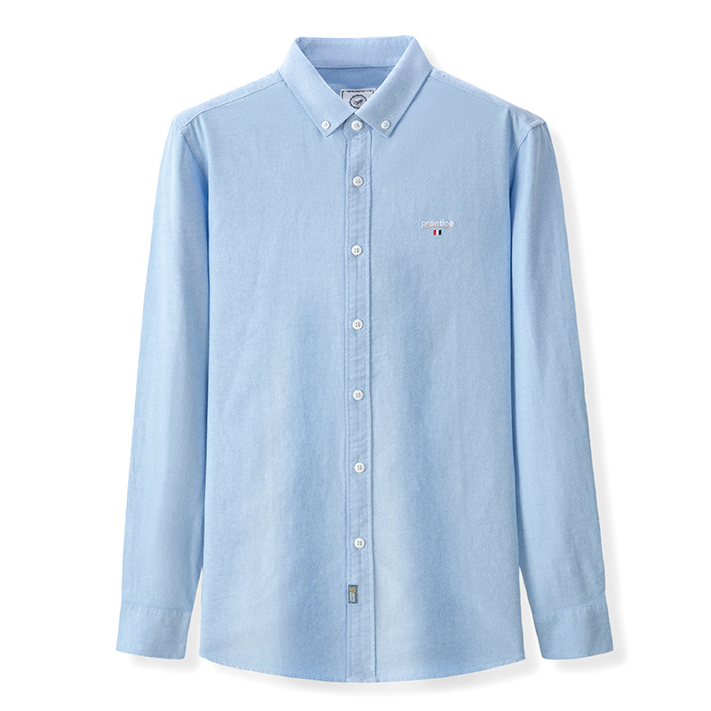 American High-end Long-sleeve Casual Solid Color Embroidered Men's Shirt, Autumn Top_voghion.com
