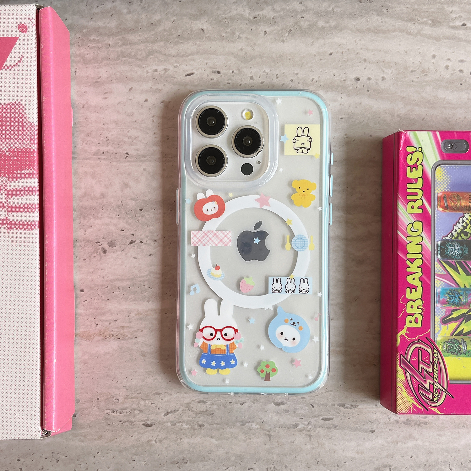 Divertido y lindo conejo dos en uno para Apple 16ProMax funda para teléfono móvil 15Pro lindo 14/13 chica 16