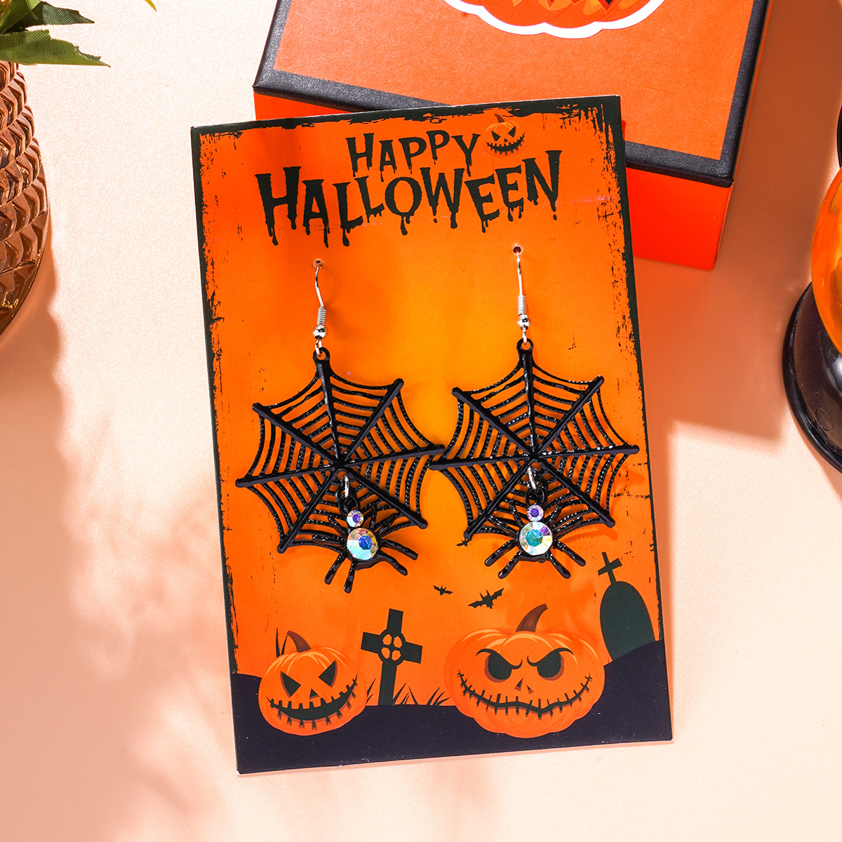 14g Weight Iron Ear Needle Material Drop Earrings Classification 1 Pair Quantity Party, Festival, Street Occasion Wood Material Halloween Festival ghost, Spider, Skull Pattern Women's Gender Hip-Hop, Funny Style 1 Pair Halloween Hip-Hop Funny Ghost Spider Skull Wood Drop Earrings 6