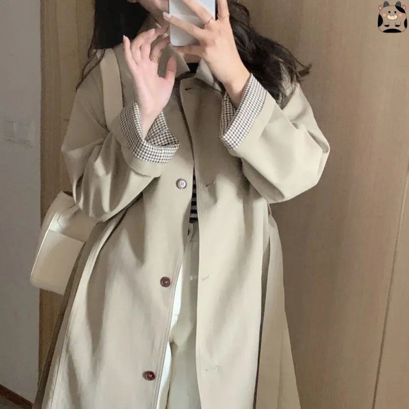 Early Autumn Windbreaker Jacket for Women 2026 New Spring and Autum Khaki Small Korean Style British Style Mid-Length