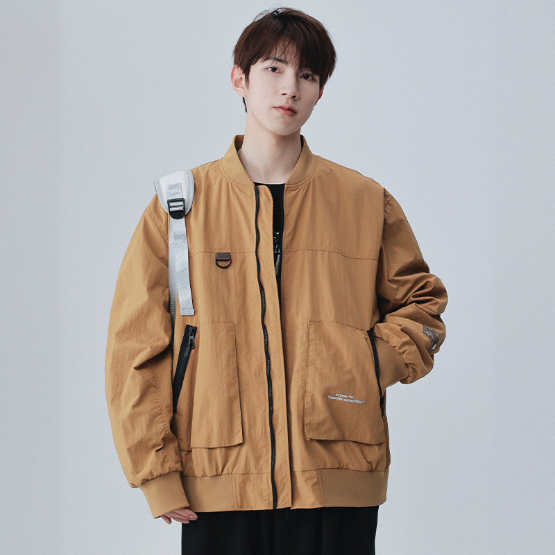 Calle Hip Hop Función Viento Bolsillo Béisbol Chaqueta Hombre Chaqueta Suelta Casual de pareja 23003