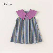 宥宝童装女童裙子夏季2025新款条纹连衣裙无袖宝宝裙子XQ23168