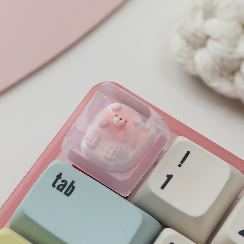 スポットパーソナライズ樹脂接着剤半透明かわいい猫キーキャップクロス軸メカニカルキーボードキーキャップシングル高さ|undefined