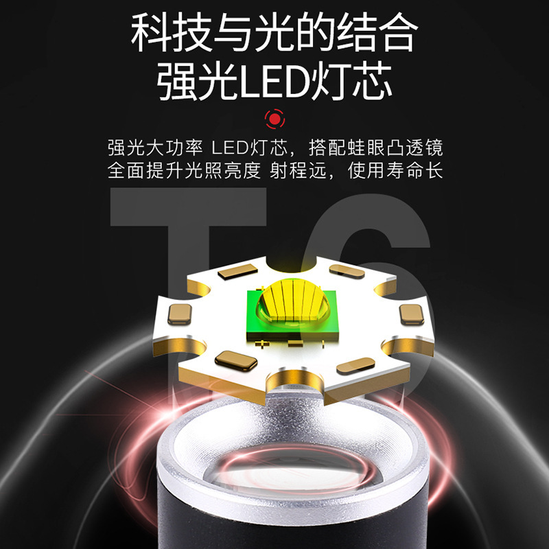 Lintera de luz intensa transfronteriza led zoom brillante remoto magnet de reparación de automóviles de mano al aire libre linterna de iluminación intensa