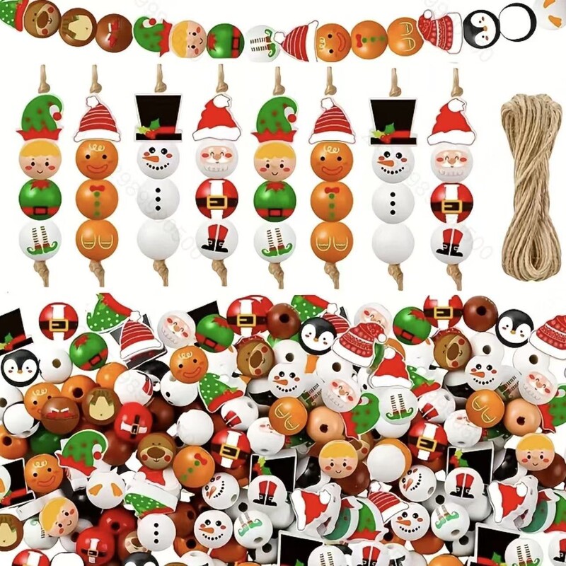 Source Factory Christmas-Themed 20mm Wooden Beads Printed with Colorful Patterns, Used for Wooden Bead String DIY Accessories, a Set of 33g Source Factory Christmas-Themed 20mm Wooden Beads Printed with Colorful Patterns, Used for Wooden Bead String DIY Accessories, a Set of 33g