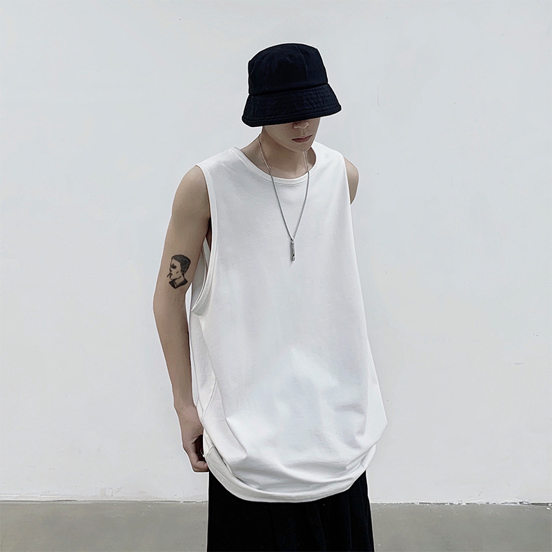 2026 Summer New Men's Loose Casual Sleeveless Vest, New American High Street Style Solid Color Men's Sports Vest