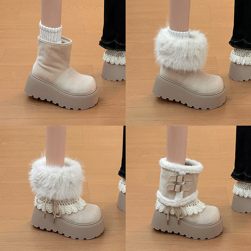 Thick-Soled Snow Boots, Multi-Wear Cotton Shoes, Thickened Birkenstock Shoes, High-Top Women's Shoes, 2025 Winter New Hot Style, Fleece-Lined for Warmth