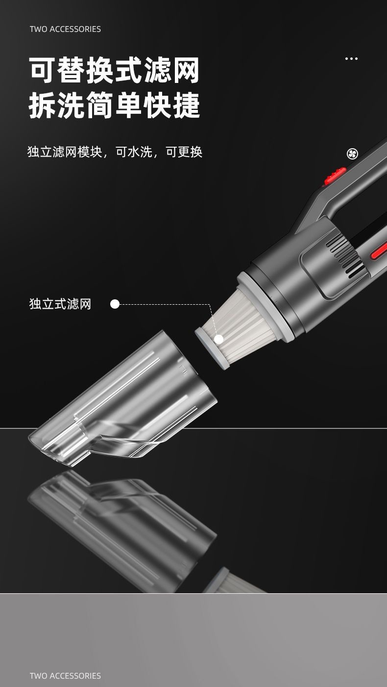 Car vacuum cleaner with strong suction, small handheld mini wireless charging for car and home use