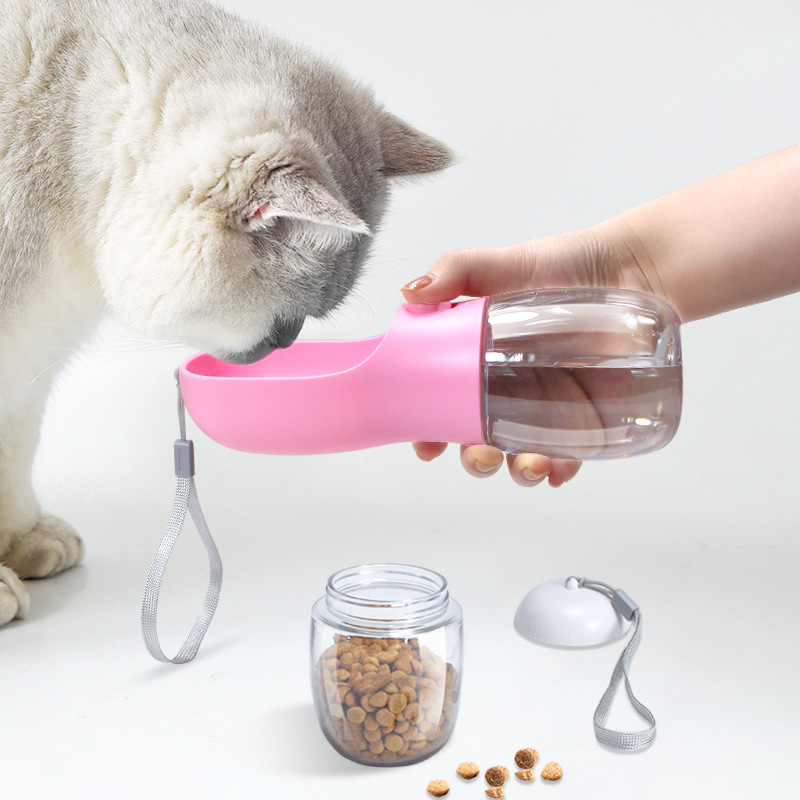 ペット用品大容量猫と犬屋外ポータブルツーインワン飲料水と餌高温耐性多機能ペットウォーターカップ|undefined