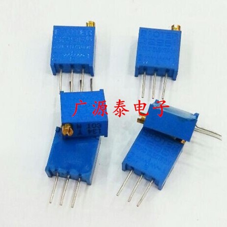 博晨BOCHEN电位器3296W顶调立式蓝色3296W-1-104LF可调电阻BAOTER