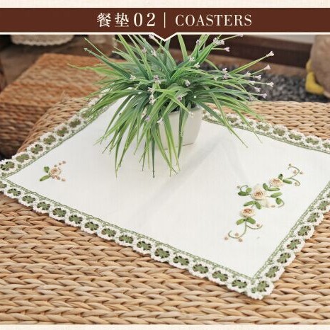 Jin Hao nueva tela de algodón tejido de encaje para platos tapete para platos restaurante creativo tapete posavasos tapete para mesa