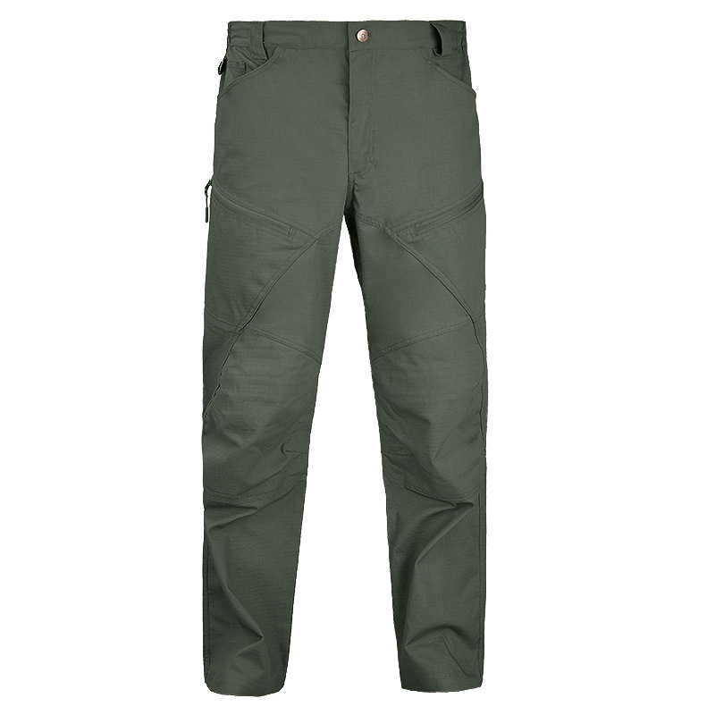 Pantalones tácticos de camuflaje para caminantes al aire libre Hanye Pantalones de entrenamiento delgado para hombres Pantalones de asalto antisalpicaduras Pantalones de varios bolsillos