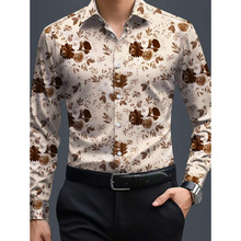 N 80208 Print slim long sleeve casual shirt ӡ��������������