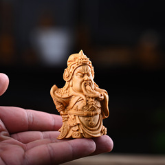 崖柏迷你關公關帝爺武財神關二爺創意擺件手把件地攤直播貨源批發