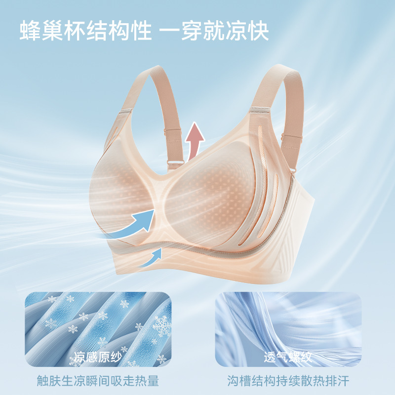 今2025夏季新款无痕内衣女薄款大胸显小调整形软支撑提拉文胸罩|undefined