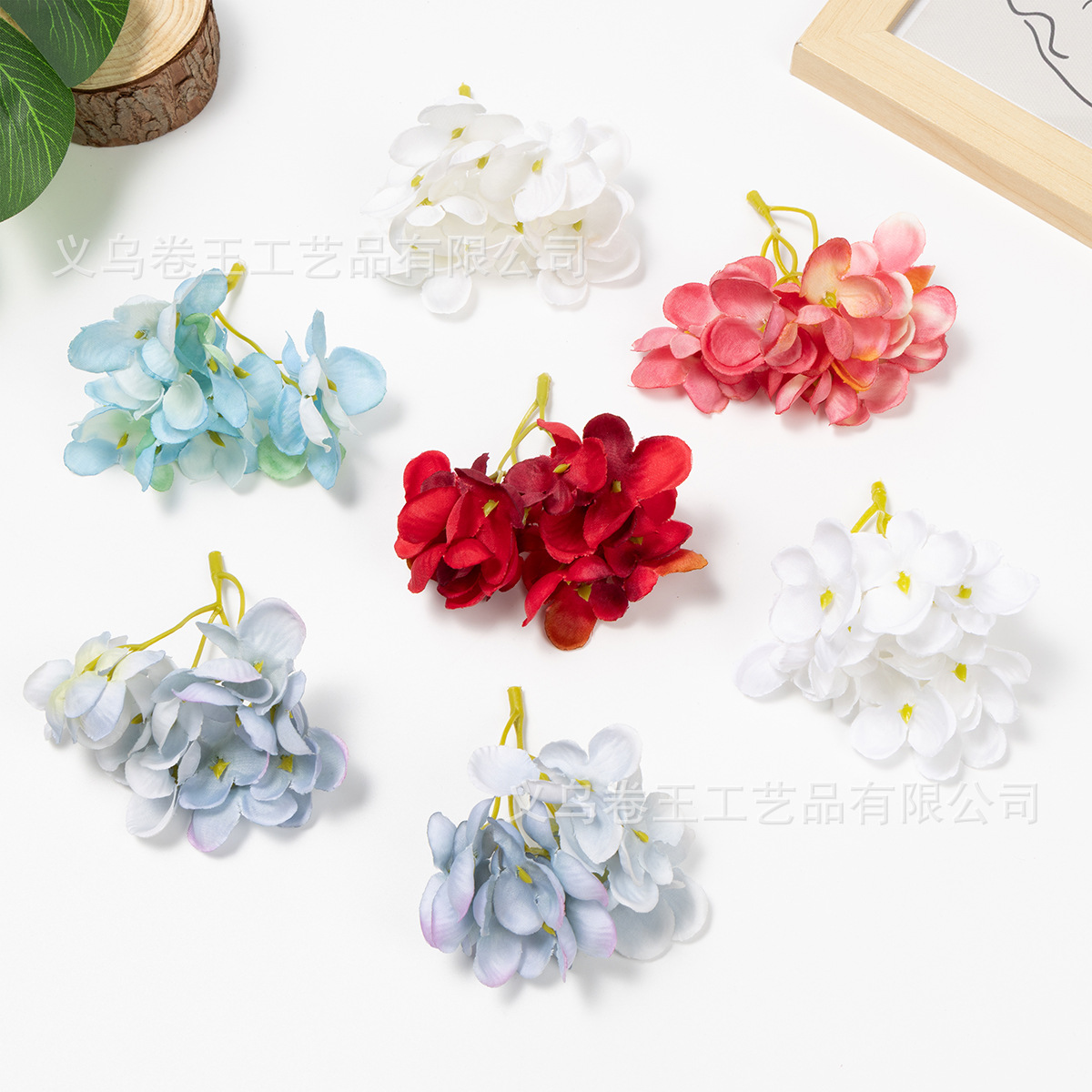 Simulated 16 Hydrangea Flowers, Home Wedding Decoration Flowers, Wedding Arrangements, Artificial Hydrangea Head Wholesale with Leaves