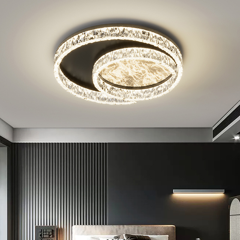 Italiano redondo diseño de lámpara de techo de dormitorio lujoso humo ligero de alto espectro de protección de los ojos lámparas de dormitorio principal