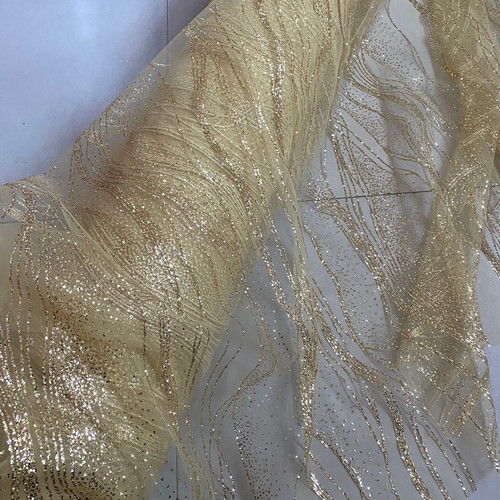 Glossy wave pattern gold-threaded wedding fabric drapery ceiling wedding ironwork net background wave creative gold-threaded fabric