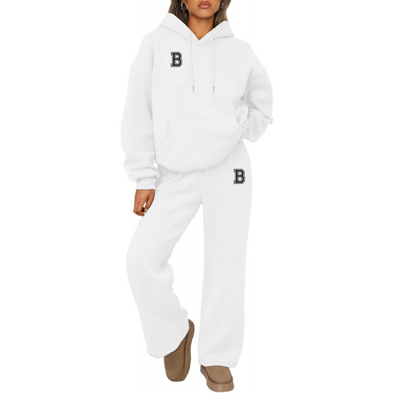 Letter Print Hoodie Sweatshirt Set Wide Leg Pants Straight Leg Pants Autumn Winter Hot Selling_ecoleips.com