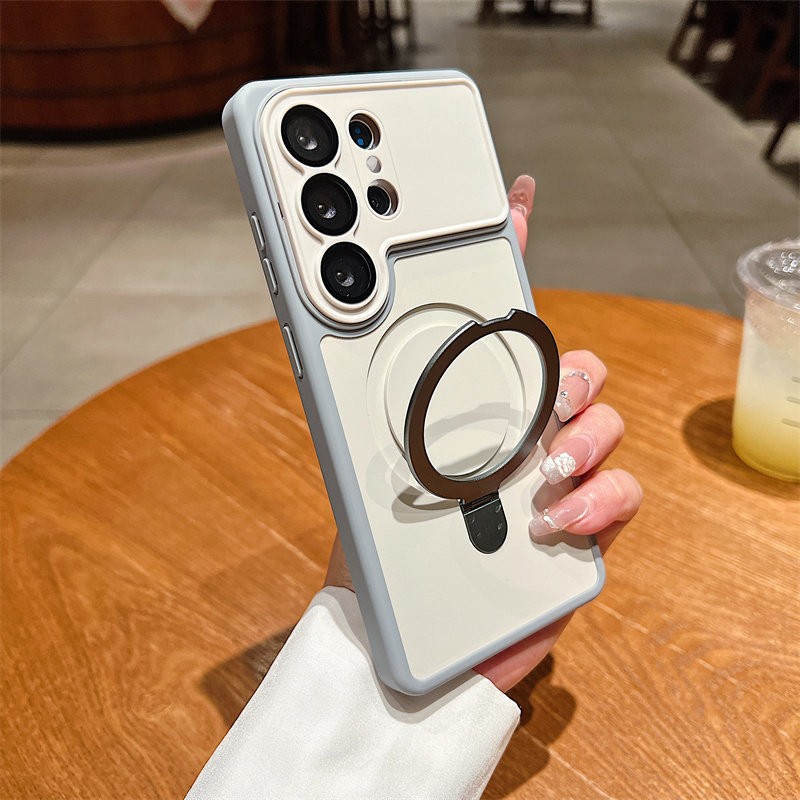 Aplicable a Samsung S26ULTRA caso de teléfono móvil escudo de color de contraste sensación de piel soporte de absorción magnética S26 esmerilado sensación avanzada anti-caída