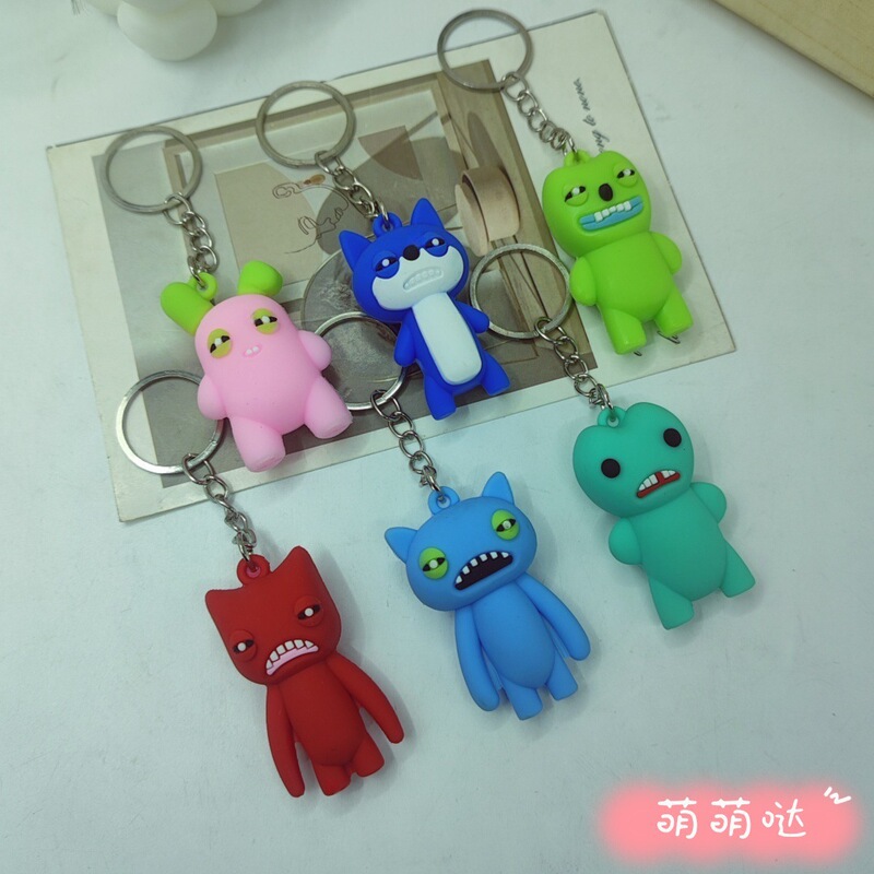 Cross-Border Hot-Selling Cute Monster Keychain Pendant, Monster Teeth, Ugly and Funny Design, Backpack and Car Accessories Wholesale