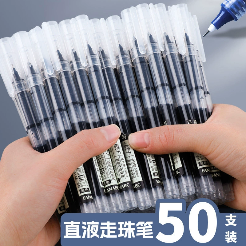 Rollerball pen 0.5 mm quick-dry, water-based ink — student smooth-writing transparent cap