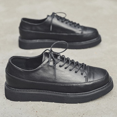 Men's 2021 New Casual Small Leather Shoes, Men's Low-Top Korean Style Trendy Versatile English Workwear Low-Top Martin Boots