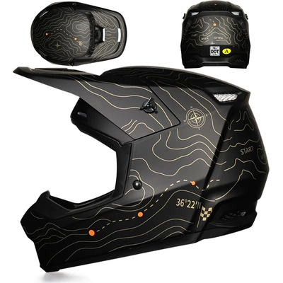 Bike Full-Face Helmet Detachable — Motorcycle Safety Supplies - black-high-and-low-lines-s