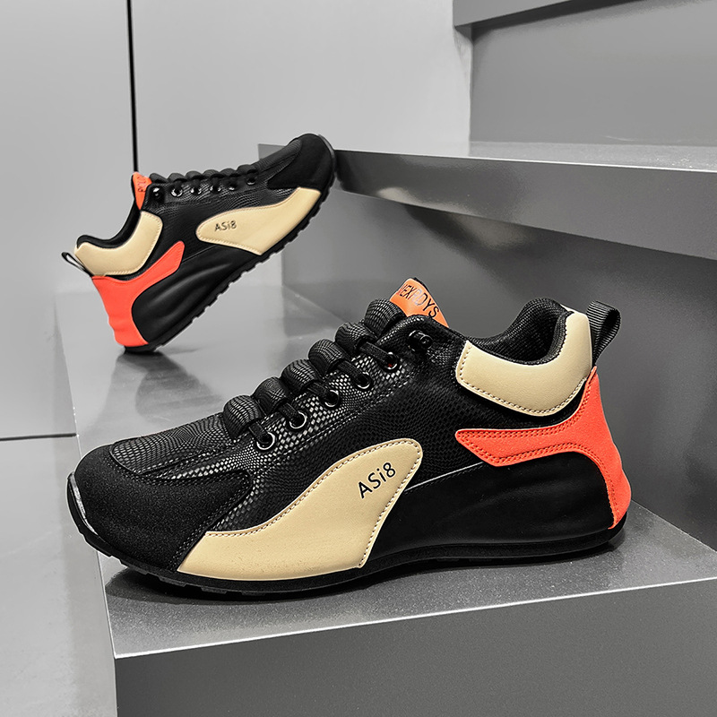 Zapatos de moda para hombres 2025 primavera nueva red un pedazo de cuero para hombres impermeable zapatos deportivos casuales Agan