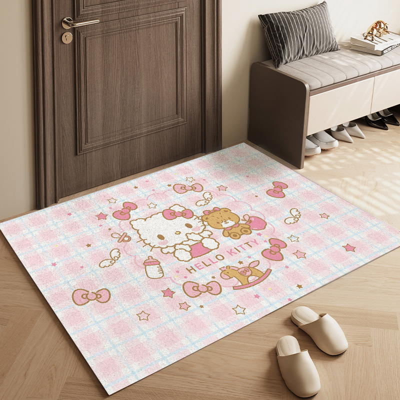 Hellokitty Entrance Door Floor Mat Household Wire Ring Anti-Slip Mat Stain-Resistant and Easy to Care for Entrance Door Mat Drop Shipping