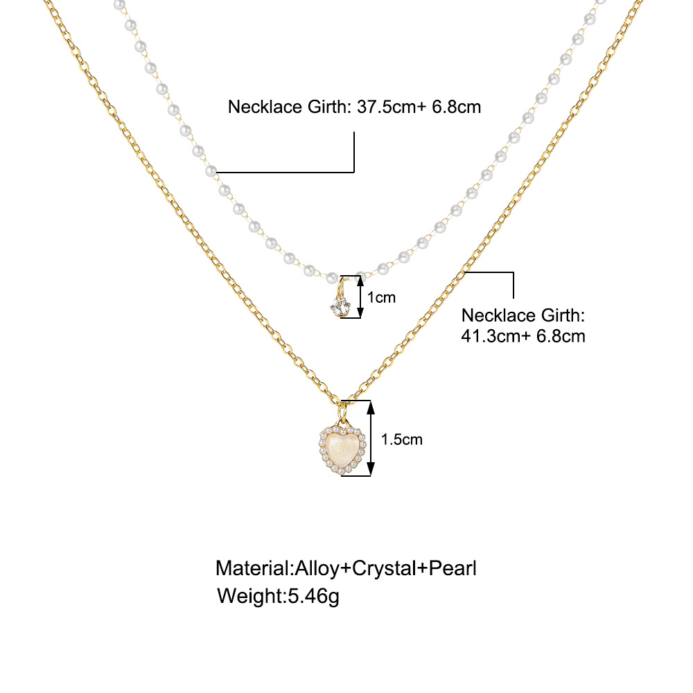 new ins necklace High sense niche baroque heart pendant double-layer clavicle chain_voghion.com