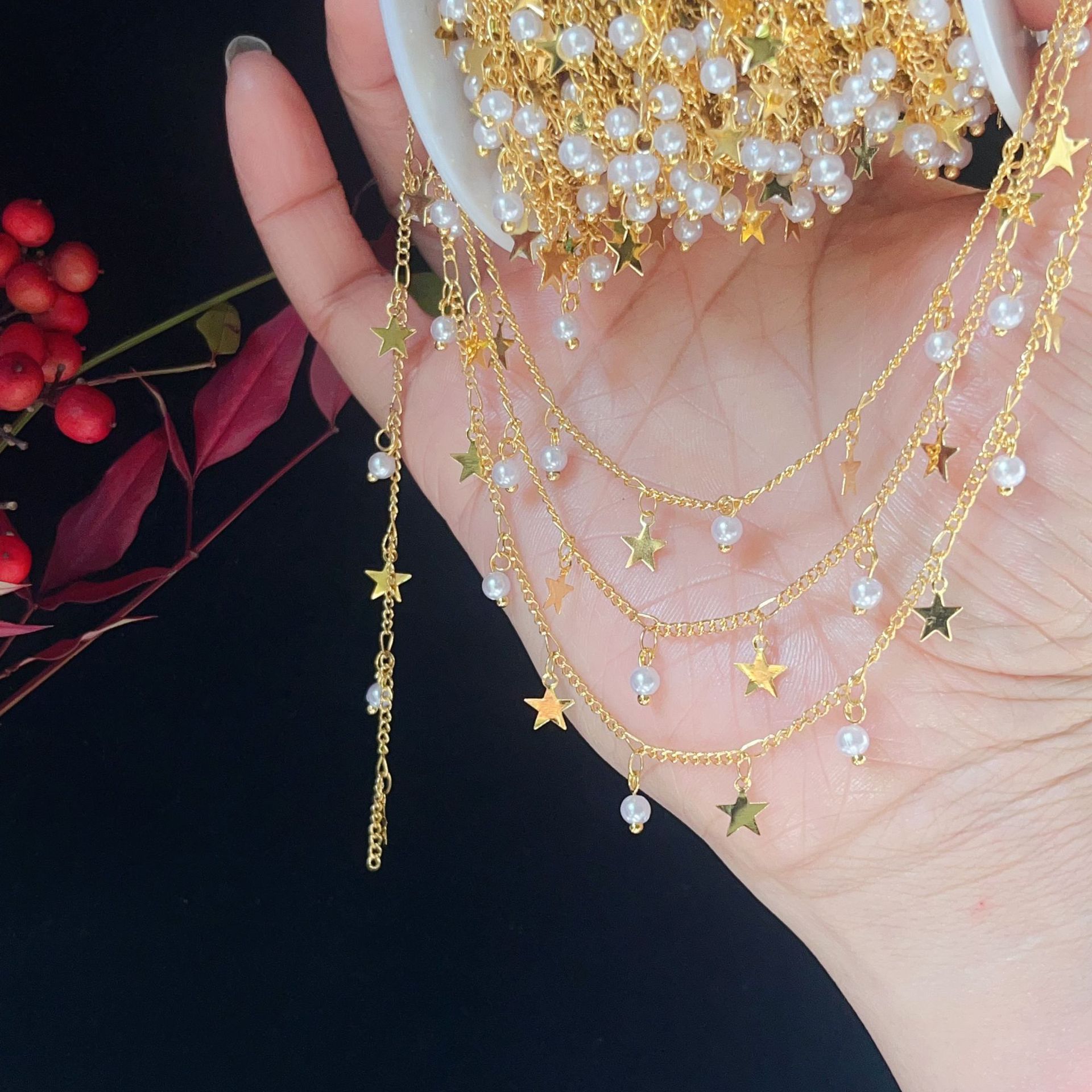 Copper chain pearl