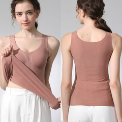 嚴選保暖內衣批發 無痕內衣固定杯性感大碼保暖背心打底衫女秋冬