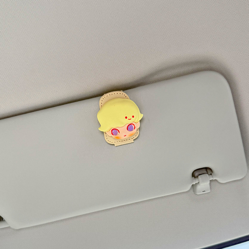 Car-Mounted Glasses Clip for Use in the Car, Sunglasses Holder, Sun Visor Magnetic Clip, Cute Cartoon Design for Women