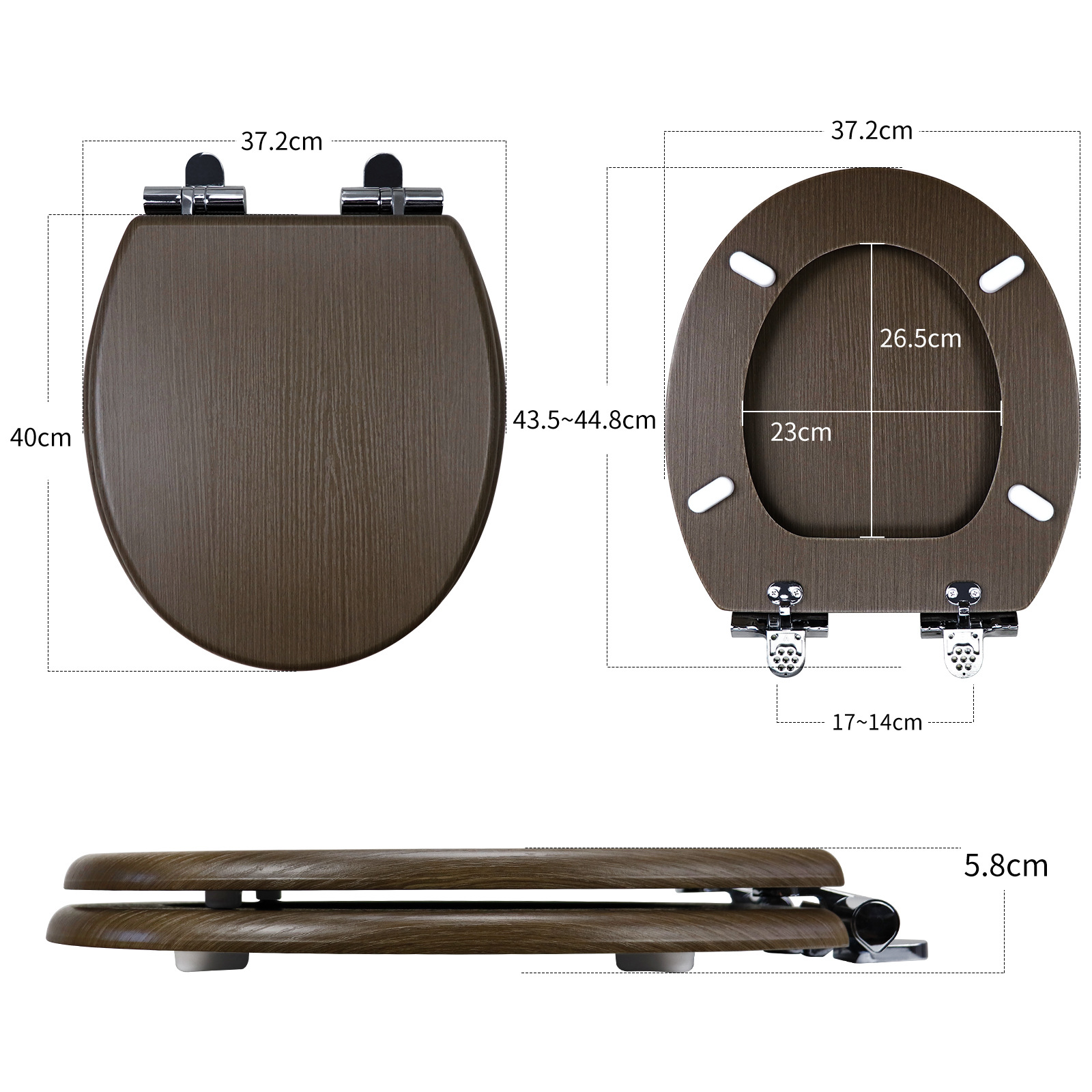 Fábrica directa de 17 pulgadas tablero de densidad madera MDF cubierta de inodoro con cinta de madera de PVC