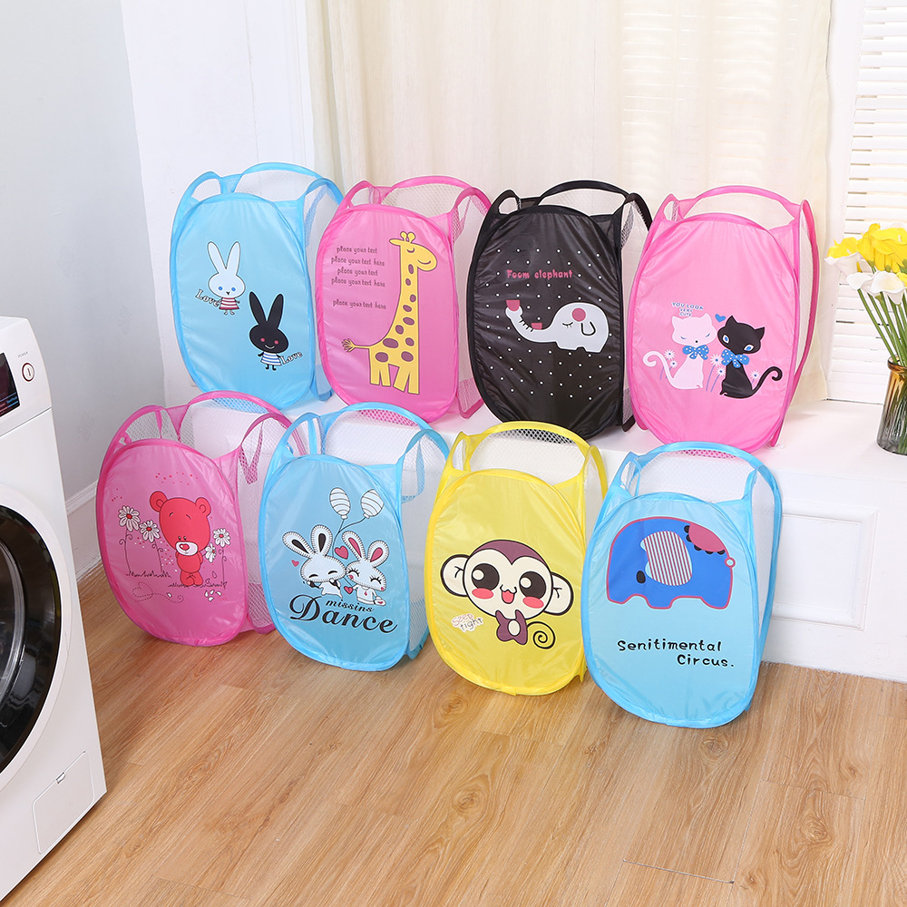 Cartoon Fabric Toy Clothing Storage Basket Large Capacity Mesh Laundry Basket Dirty Clothes Basket Portable Dirty Clothes Hamper Wholesale